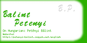 balint petenyi business card